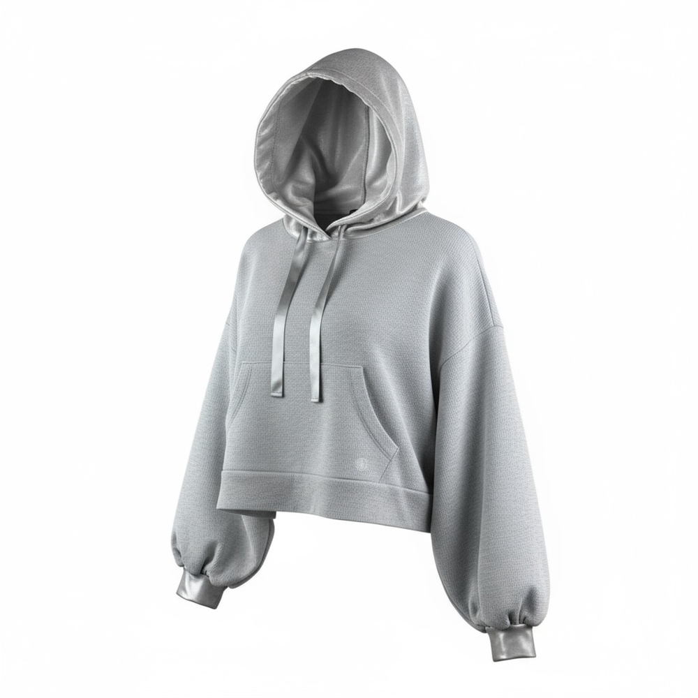 Buffalo Grey Oversized Crop Hoodie Small